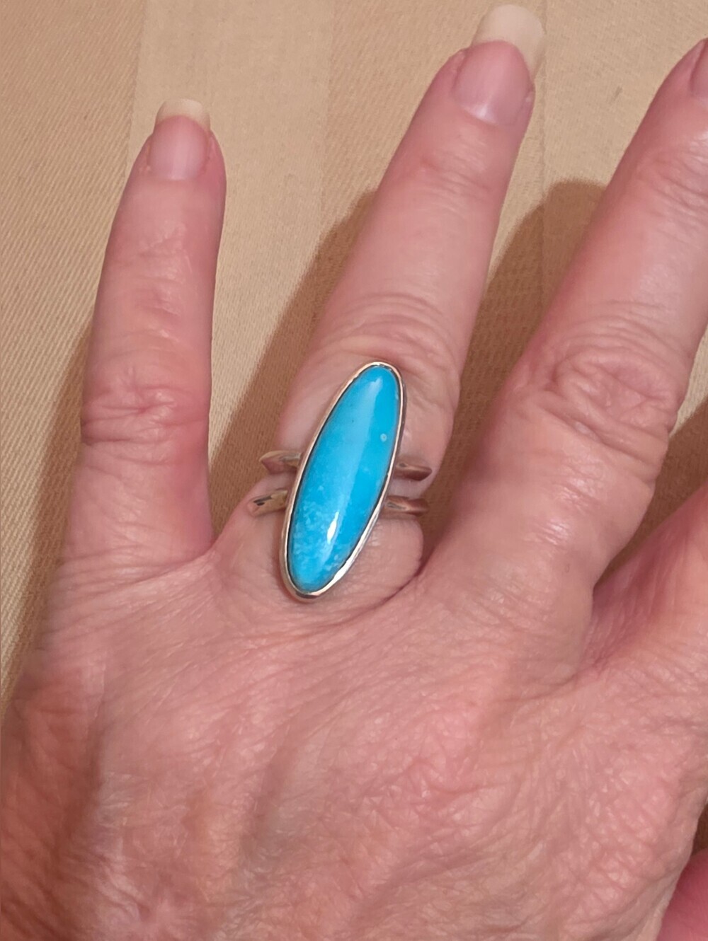 SLEEPING BEAUTY TURQUOISE DESERT ROSE TRADING 925 STERLING SILVER RING SZ 5.5